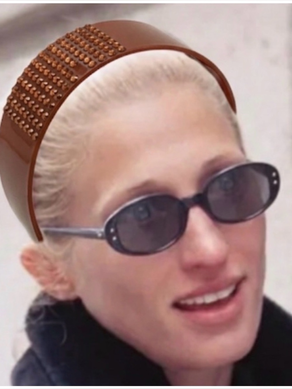 90’s Brown HEADBAND HAIR ACCESSORY TIARA BLING 2”WIDE CAROLYN BESSETTE KENNEDY